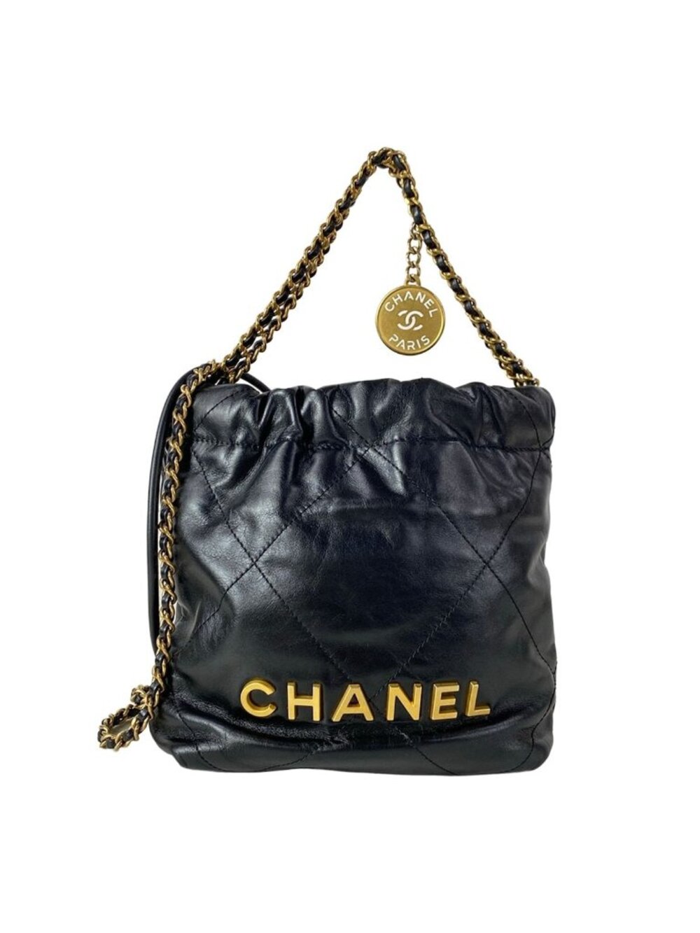 Chanel Handbag Chanel 22 Mini Black Chain Handle Vintage Gold 2-Way